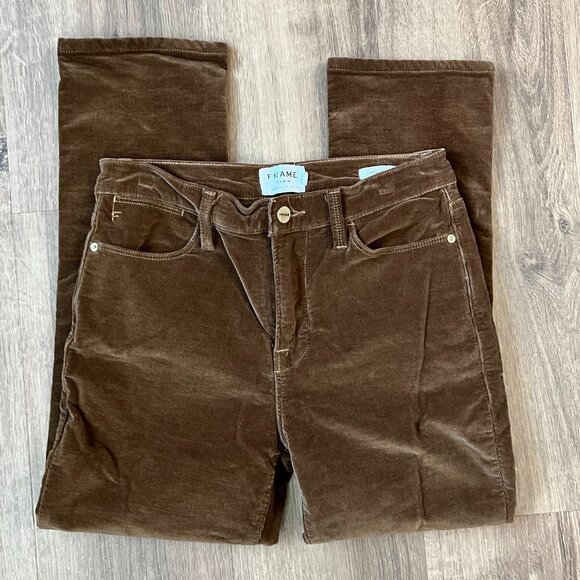 Frame Le High Straight in Warm Tan Corduroy Sz 27 - Picture 12 of 13